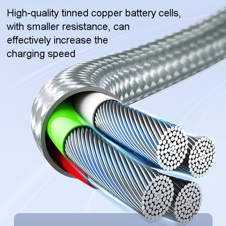ROMOSS CB25 3 In 1 3.5A  8 Pin + Micro USB + Type C/USB-C Cable 1m(Rose Gold)