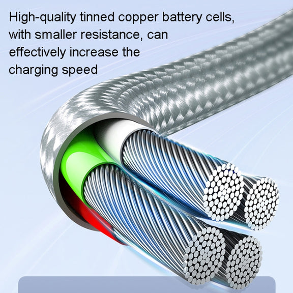 ROMOSS CB25 3 In 1 3.5A  8 Pin + Micro USB + Type C/USB-C Cable 1m(Blue)