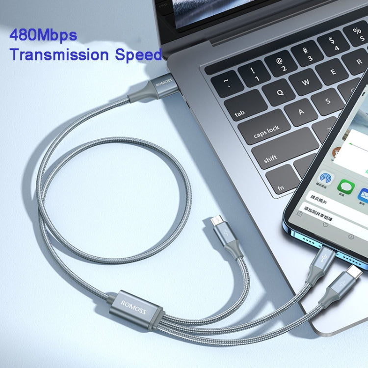 ROMOSS CB25 3 In 1 3.5A  8 Pin + Micro USB + Type C/USB-C Cable 1m(Rose Gold)