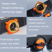 Garden Irrigation And Watering One Pass Two Faucet Water Divider With Plastic Adapter