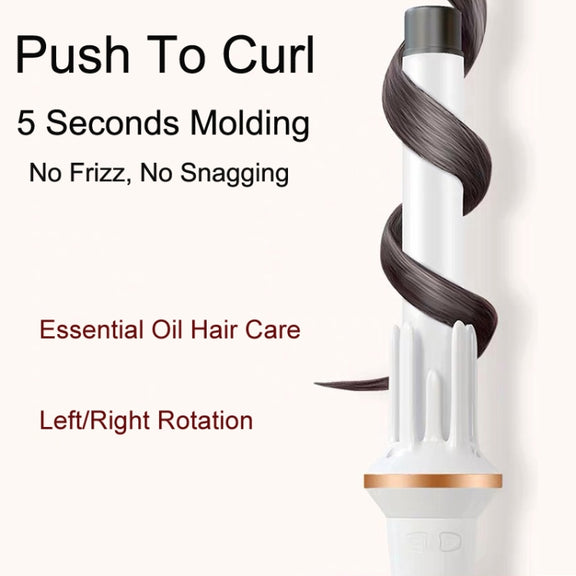 Automatic Curling Iron With Bi-Directional Rotating Ceramic Glaze Coating Hair Care, Plug: US Plug White