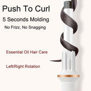 Automatic Curling Iron With Bi-Directional Rotating Ceramic Glaze Coating Hair Care, Plug: EU Plug White