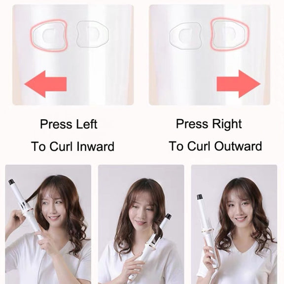 Automatic Curling Iron With Bi-Directional Rotating Ceramic Glaze Coating Hair Care, Plug: US Plug White