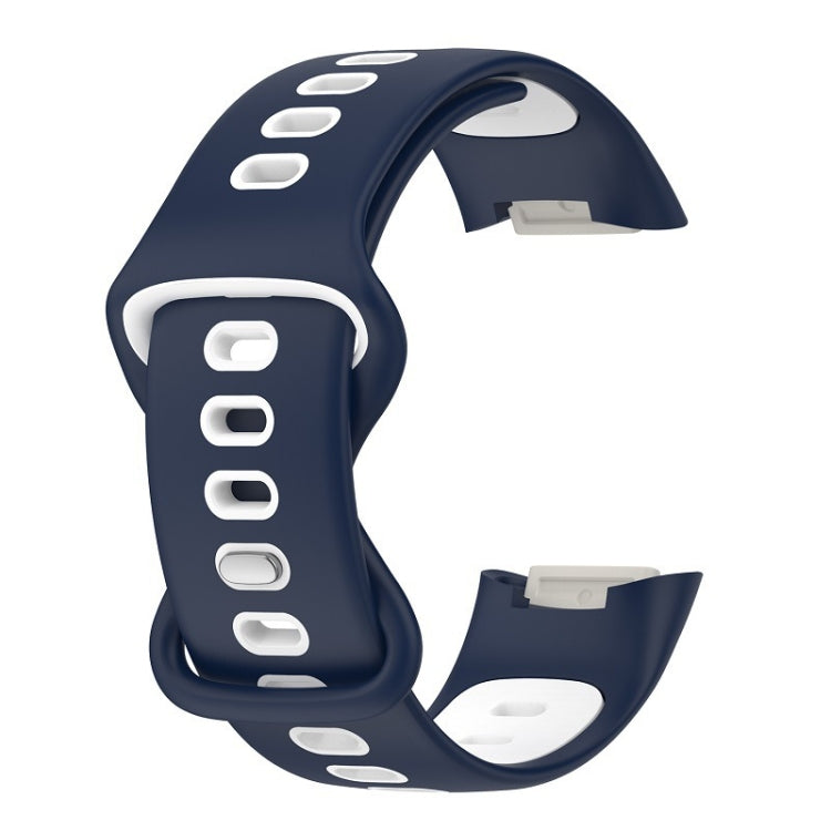 For Fitbit Charge 5 Smart Watch Sports Water-resistant Two-Color Silicone Band(Blue White)