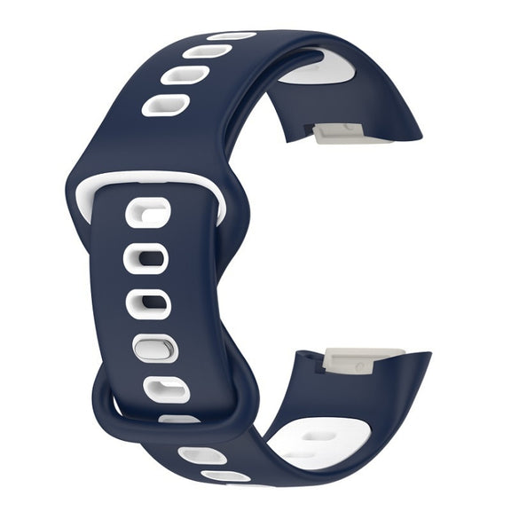 For Fitbit Charge 5 Smart Watch Sports Water-resistant Two-Color Silicone Band(Blue White)