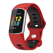 For Fitbit Charge 5 Smart Watch Sports Water-resistant Two-Color Silicone Band(Red Black)