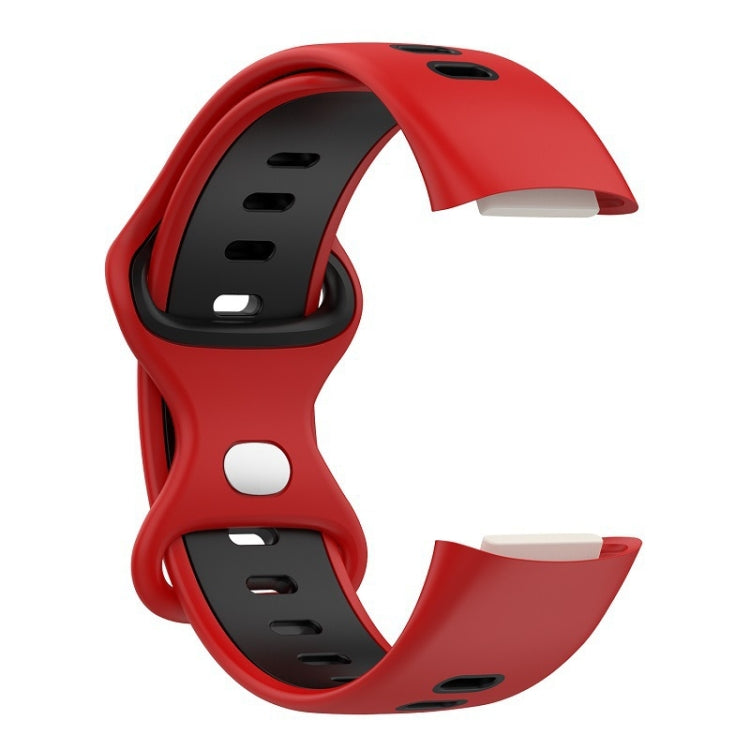 For Fitbit Charge 5 Smart Watch Sports Water-resistant Two-Color Silicone Band(Red Black)