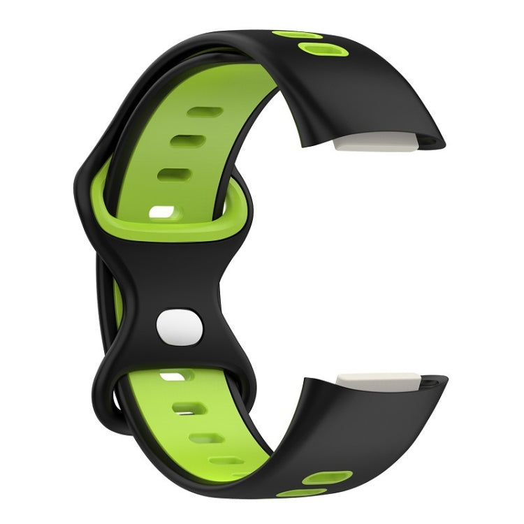 For Fitbit Charge 5 Smart Watch Sports Water-resistant Two-Color Silicone Band(Black Green)