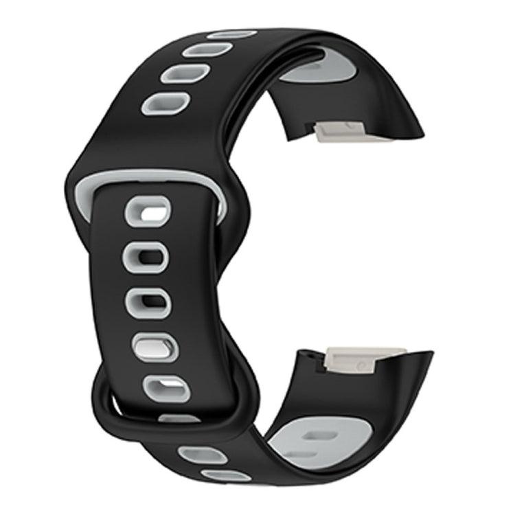 For Fitbit Charge 5 Smart Watch Sports Water-resistant Two-Color Silicone Band(Black Gray)
