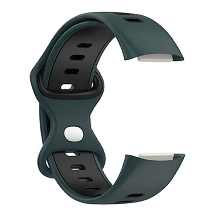 For Fitbit Charge 5 Smart Watch Sports Water-resistant Two-Color Silicone Band(Olive Green Black)
