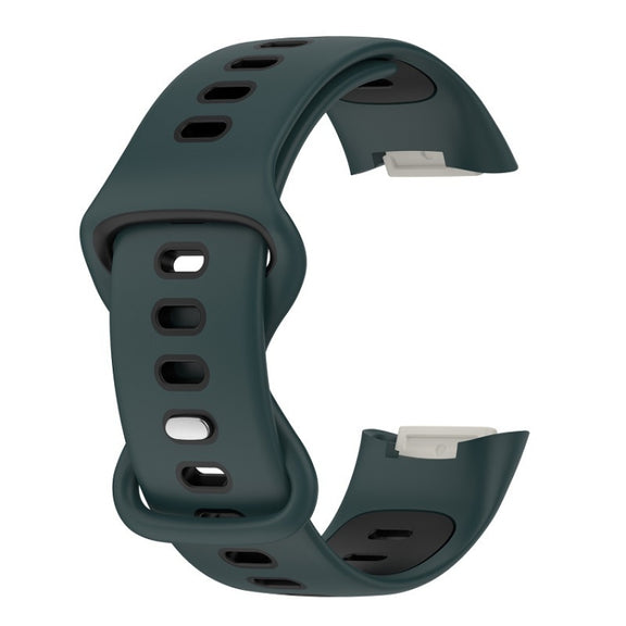 For Fitbit Charge 5 Smart Watch Sports Water-resistant Two-Color Silicone Band(Olive Green Black)