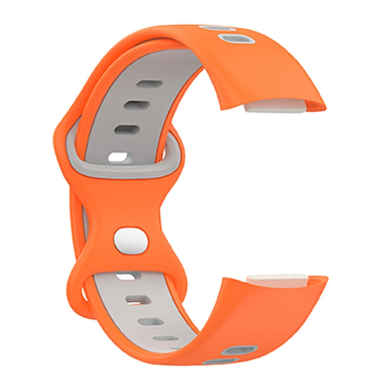 For Fitbit Charge 5 Smart Watch Sports Water-resistant Two-Color Silicone Band(Orange Gray)
