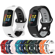 For Fitbit Charge 5 Smart Watch Sports Water-resistant Two-Color Silicone Band(Blue White)