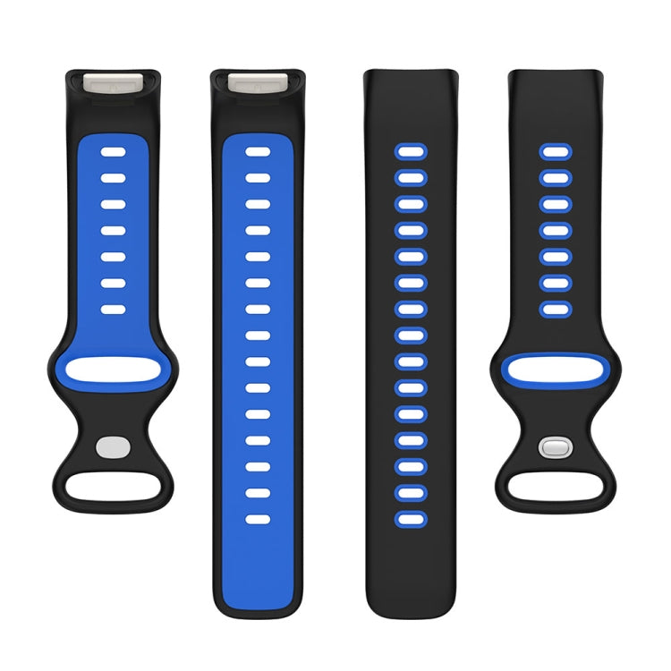 For Fitbit Charge 5 Smart Watch Sports Water-resistant Two-Color Silicone Band(Blue White)