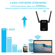 PIX-LINK 2.4G 300Mbps WiFi Signal Amplifier Wireless Router Dual Antenna Repeater(EU Plug)