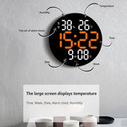 10-Inch Led Digital Wall Clock 2-Color Large Screen Electronic Clock With Temperature Display(Orange)
