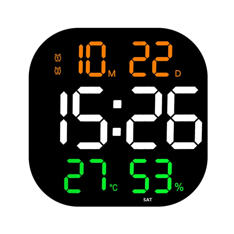 13-Inch LED Acrylic Electronic Clock Large-Screen Square Wall Clock With Timing Temperature Humidity(6632 Orange White Green)