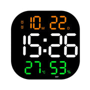 13-Inch LED Acrylic Electronic Clock Large-Screen Square Wall Clock With Timing Temperature Humidity(6632 Orange White Green)