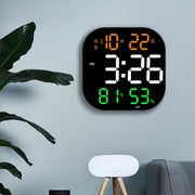 13-Inch LED Acrylic Electronic Clock Large-Screen Square Wall Clock With Timing Temperature Humidity(6632 White Red)