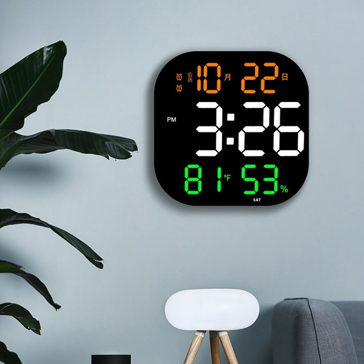 13-Inch LED Acrylic Electronic Clock Large-Screen Square Wall Clock With Timing Temperature Humidity(6632 Orange White Green)