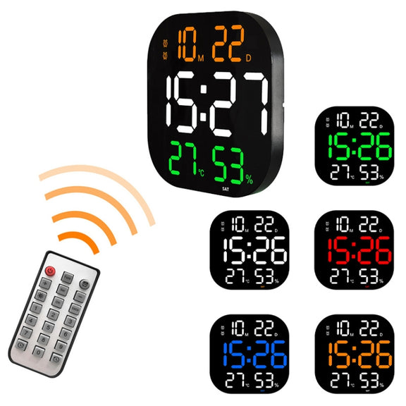 13-Inch LED Acrylic Electronic Clock Large-Screen Square Wall Clock With Timing Temperature Humidity(6632 White Light)