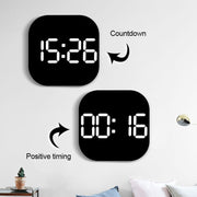 13-Inch LED Acrylic Electronic Clock Large-Screen Square Wall Clock With Timing Temperature Humidity(6632 White Red)