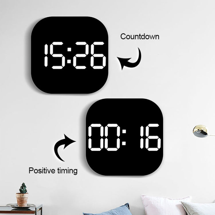 13-Inch LED Acrylic Electronic Clock Large-Screen Square Wall Clock With Timing Temperature Humidity(6632 White Orange)