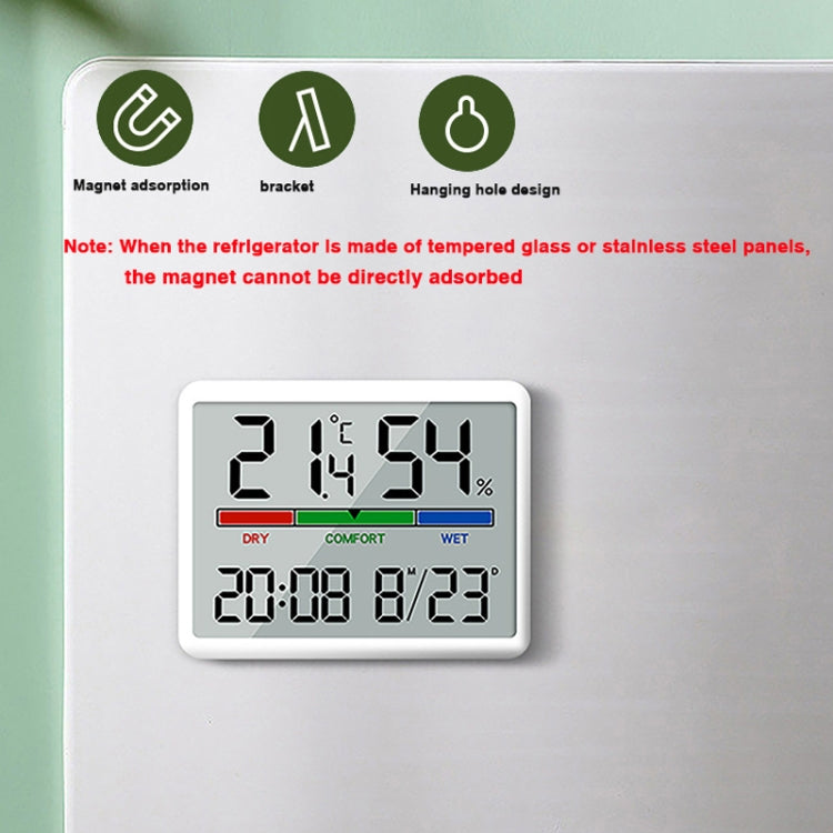 Magnetic LCD Digital Aalarm Clock Large Screen With Temperature Humidity Display(9905 White)