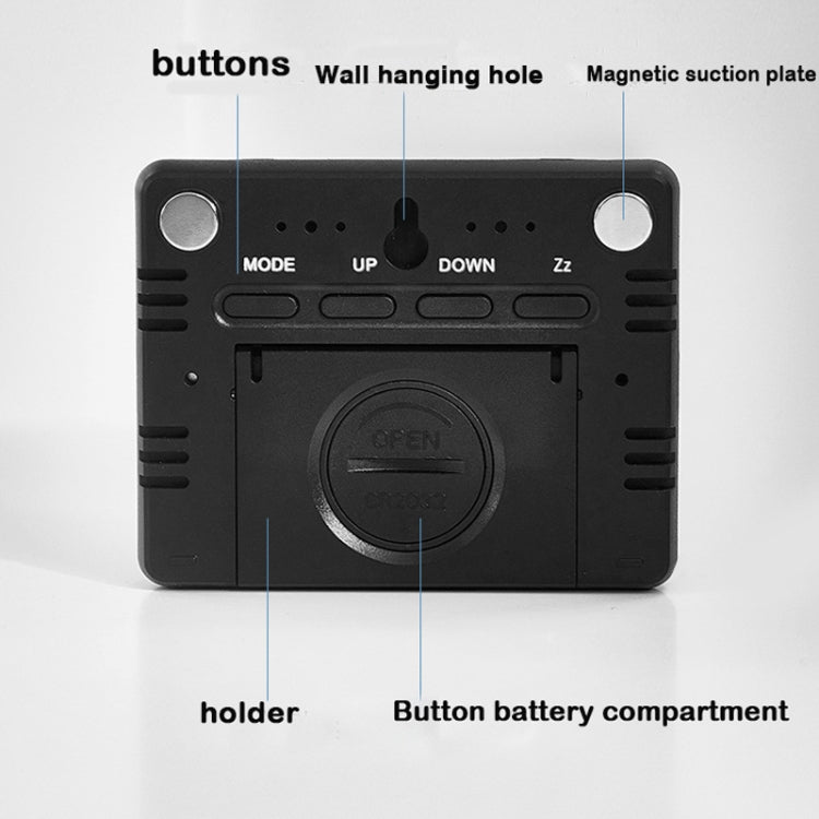 Magnetic LCD Digital Aalarm Clock Large Screen With Temperature Humidity Display(8280 Black)