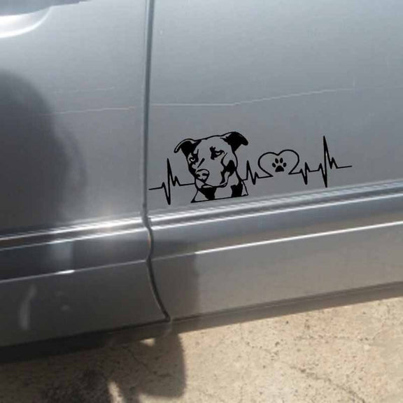 10pcs Pitbull Love Car Sticker Car Rear Modification Plate Label(White)