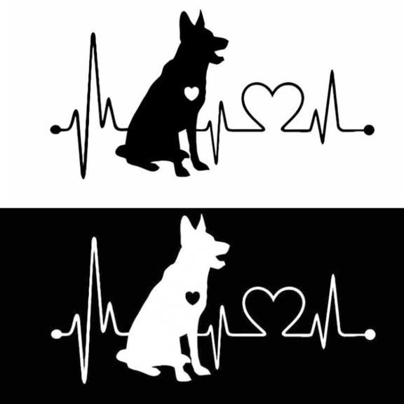 10pcs German Shepherd Cartoon Animal Car Sticker(White)