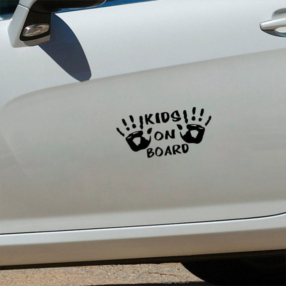 10pcs Kids On Board Warning Car Stickers Reflective Scratch Body Stickers(Black)