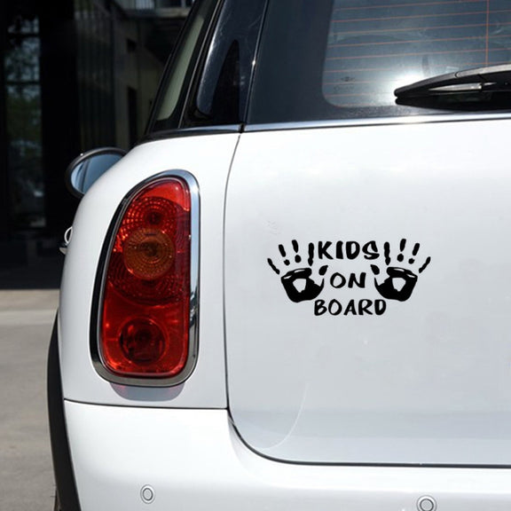 10pcs Kids On Board Warning Car Stickers Reflective Scratch Body Stickers(Black)