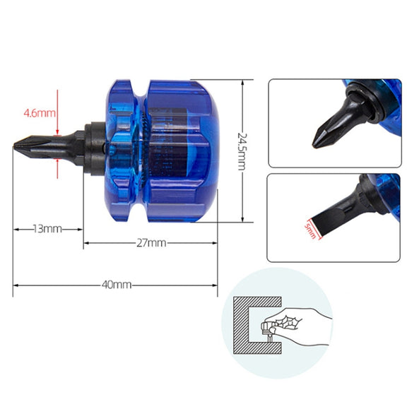 HSD HS-105 Portable Short Handle Phillips And Straight 2 In 1 Screwdriver With Magnetism