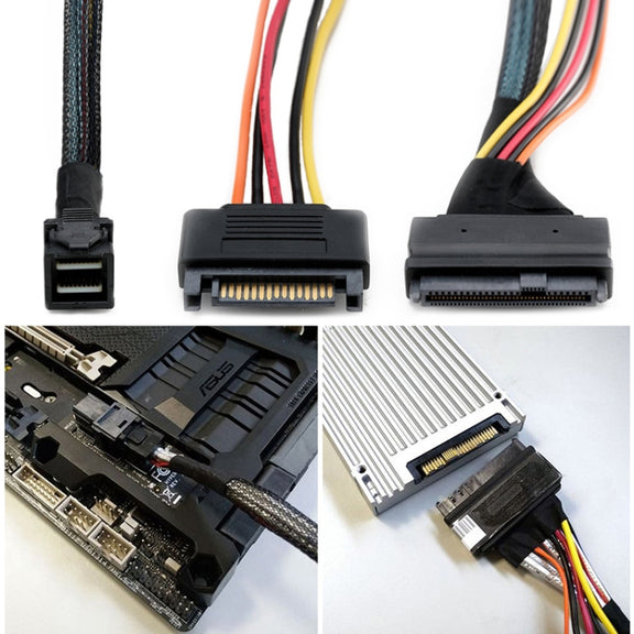 Mini SAS 36P HD8643 To MINI SAS 8639+ 15P Power Hard Drive Data Cable 0.5m