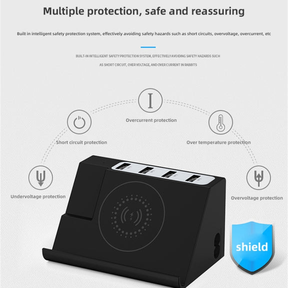 PD 20W +QC 3.0 Wireless Charging+6 Ports Multi-function Charger(EU Plug)