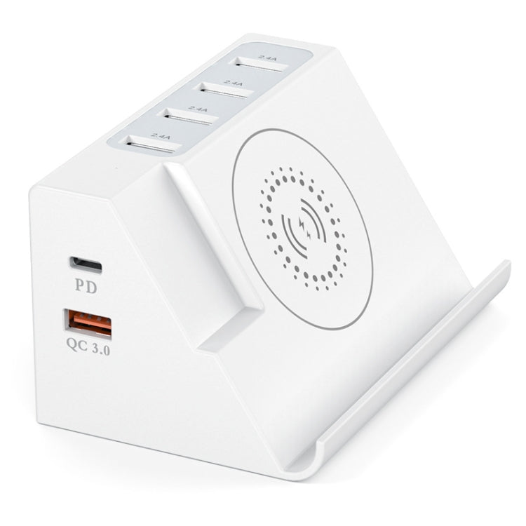 PD 20W +QC 3.0 Wireless Charging+6 Ports Multi-function Charger(UK Plug)