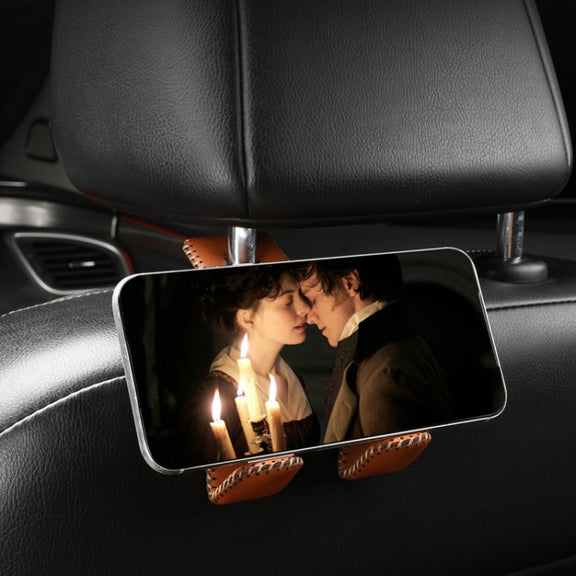 Car Double Hook Stainless Steel Rear Headrest Mobile Phone Holder(Brown)