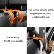 Car Double Hook Stainless Steel Rear Headrest Mobile Phone Holder(Brown)