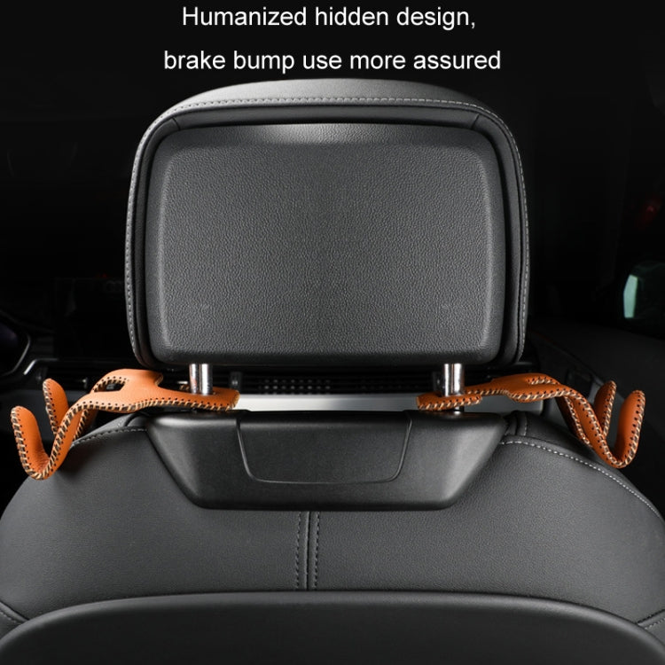 Car Double Hook Stainless Steel Rear Headrest Mobile Phone Holder(Brown)