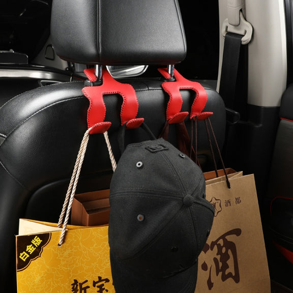 Car Double Hook Stainless Steel Rear Headrest Mobile Phone Holder(Black)