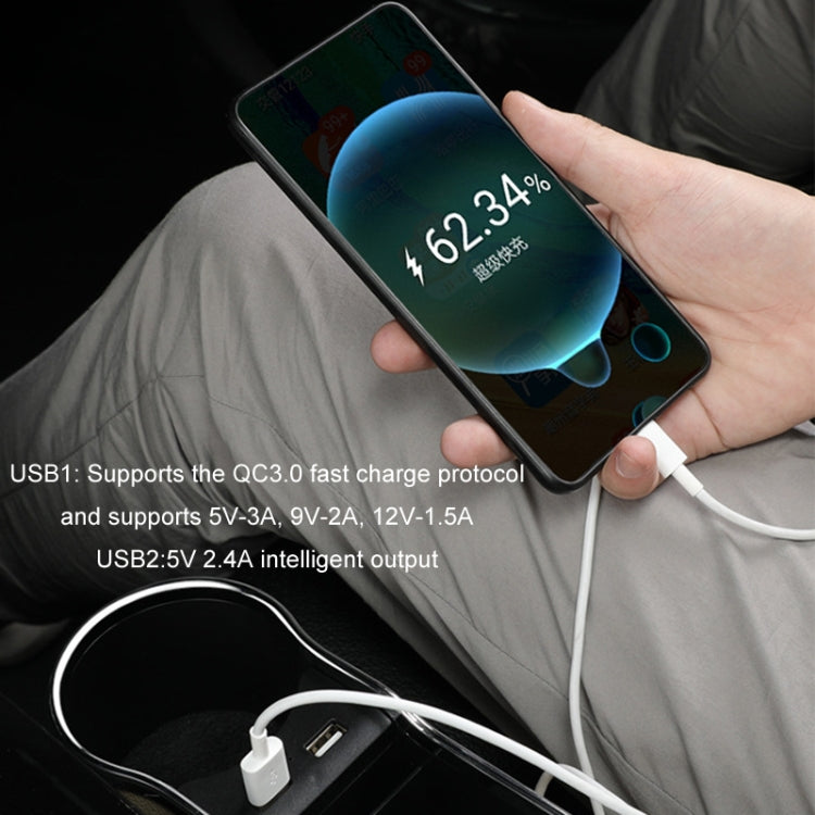 Car Seat Gap Storage Box Multifunctional Mobile Phone USB Charger, Color: Standard Black
