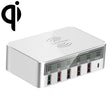 818F 5 USB Ports + Type-C Multifunctional Multi-Port Wireless Charger, Style: US Plug (White) - Multifunction Charger by PMC TechLife | Online Shopping South Africa | PMC TechLife | Buy Now Pay Later Mobicred