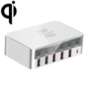 818F 5 USB Ports + Type-C Multifunctional Multi-Port Wireless Charger, Style: US Plug (White)