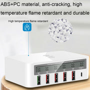 818F 5 USB Ports + Type-C Multifunctional Multi-Port Wireless Charger, Style: US Plug (White)