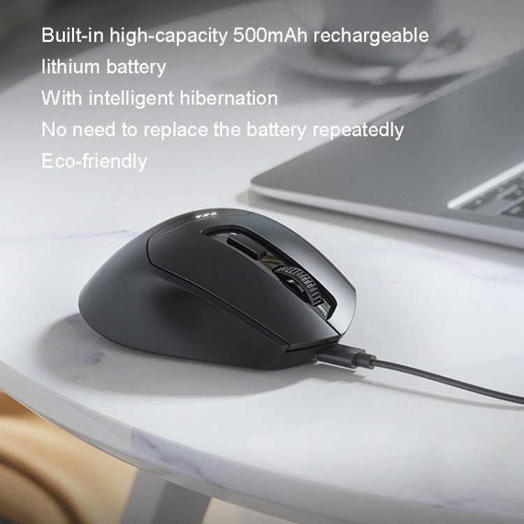 Inphic DR01 Bluetooth 3 Mode Wireless Mouse Charging Quiet Office Game Laptop Computer Home Use(Black)