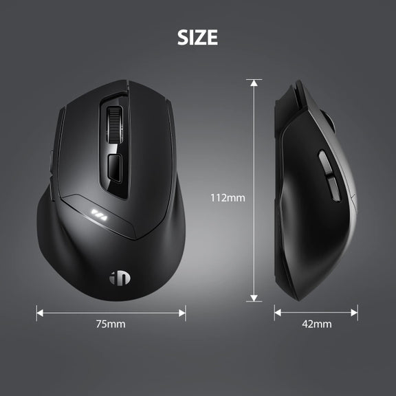 Inphic DR01 Bluetooth 3 Mode Wireless Mouse Charging Quiet Office Game Laptop Computer Home Use(Black)