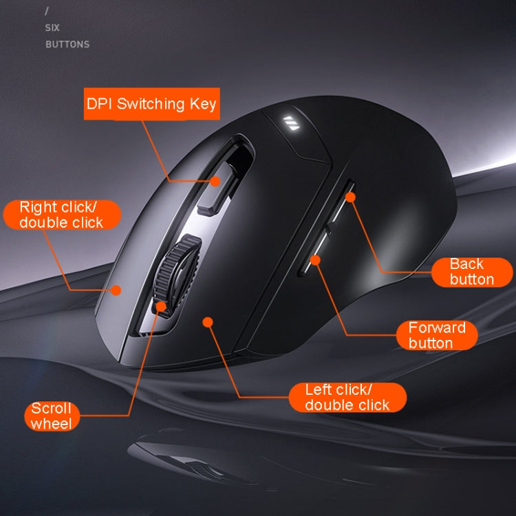 Inphic DR01 Bluetooth 3 Mode Wireless Mouse Charging Quiet Office Game Laptop Computer Home Use(Black)
