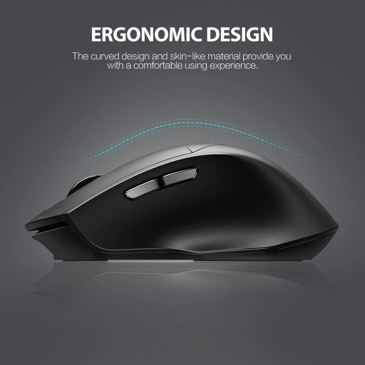 Inphic DR01 Bluetooth 3 Mode Wireless Mouse Charging Quiet Office Game Laptop Computer Home Use(Black)