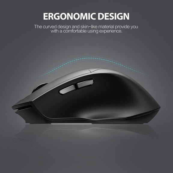 Inphic DR01 Bluetooth 3 Mode Wireless Mouse Charging Quiet Office Game Laptop Computer Home Use(Black)